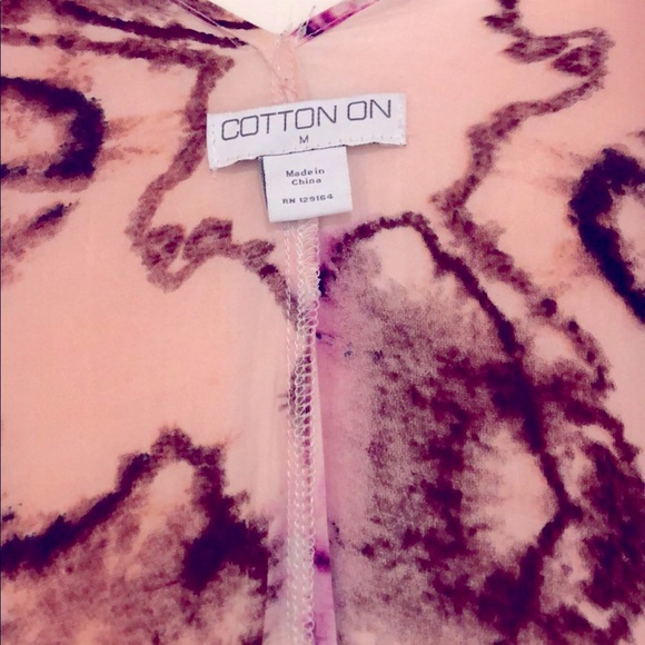 COTTON ON Pink Peach Blue Brown & White Boho Fringe Tie-Dye Hi-Low Kimono - Picture 2 of 4